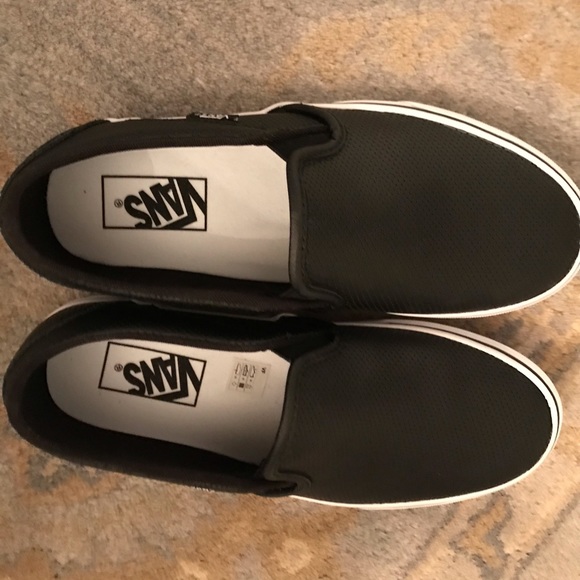 VANS CLASSIC ASHER PERF BLACK LEATHER SNEAKERS 8 - Picture 5 of 8